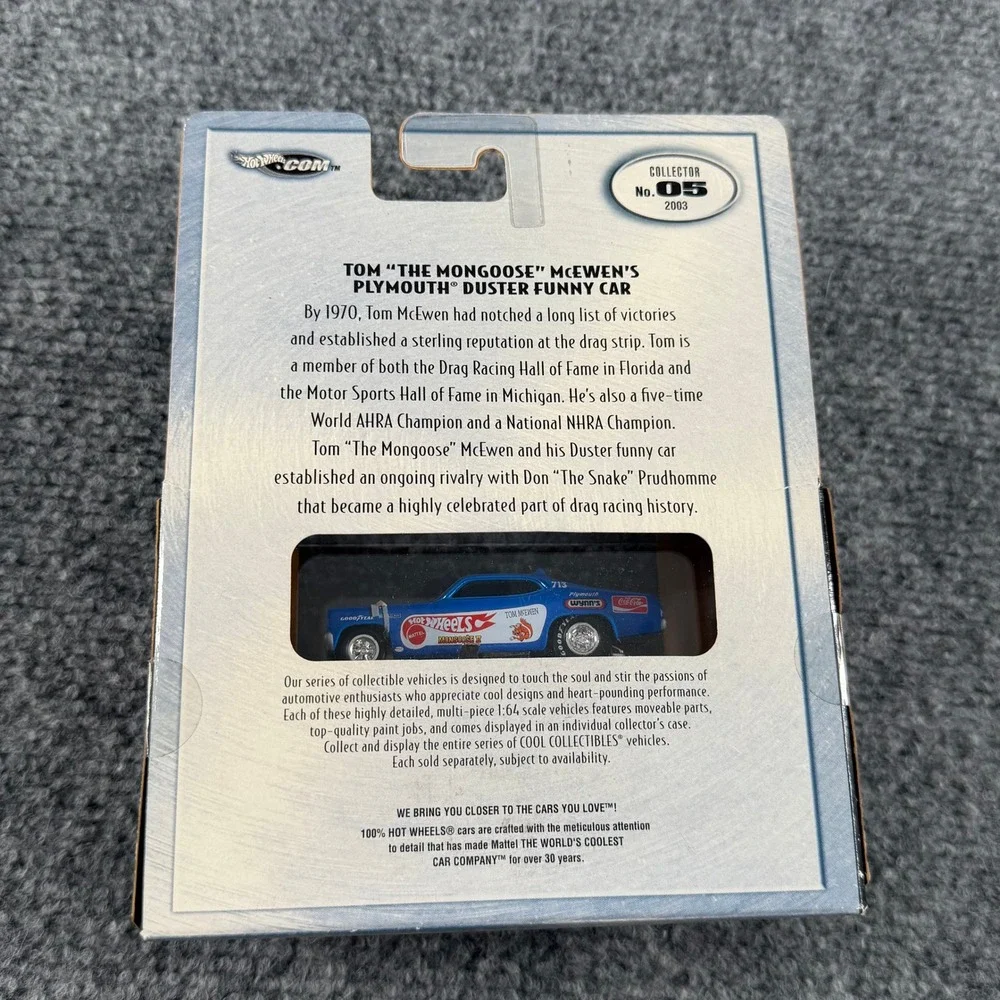 Hot Wheels Plymouth Duster Funny Car 1:64 Blue Mongoose McEwen New